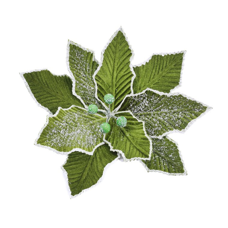 Christmas Iced Poinsettia Clip, Assorted