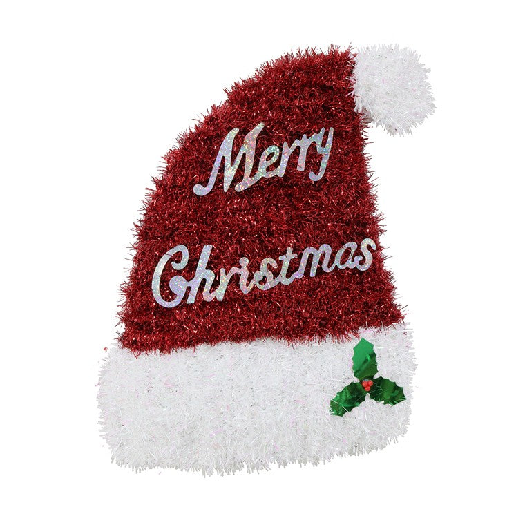 Tinsel Deco Plaque, 50cm, Assorted
