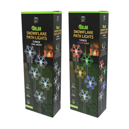 Solar LED Snowflake Path Lights, 5pk, Assorted