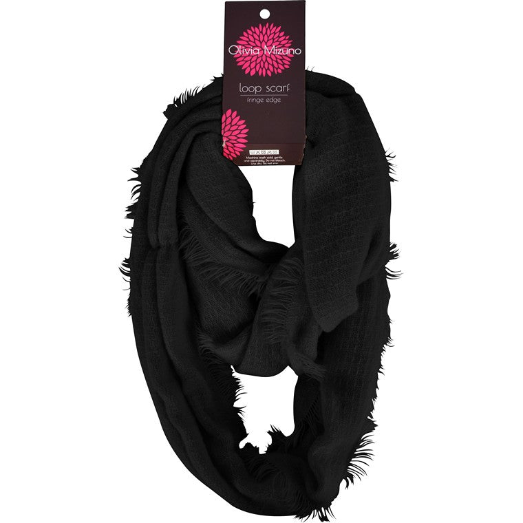 Tube Scarf w/ Fringe, 4 Asstd Colours