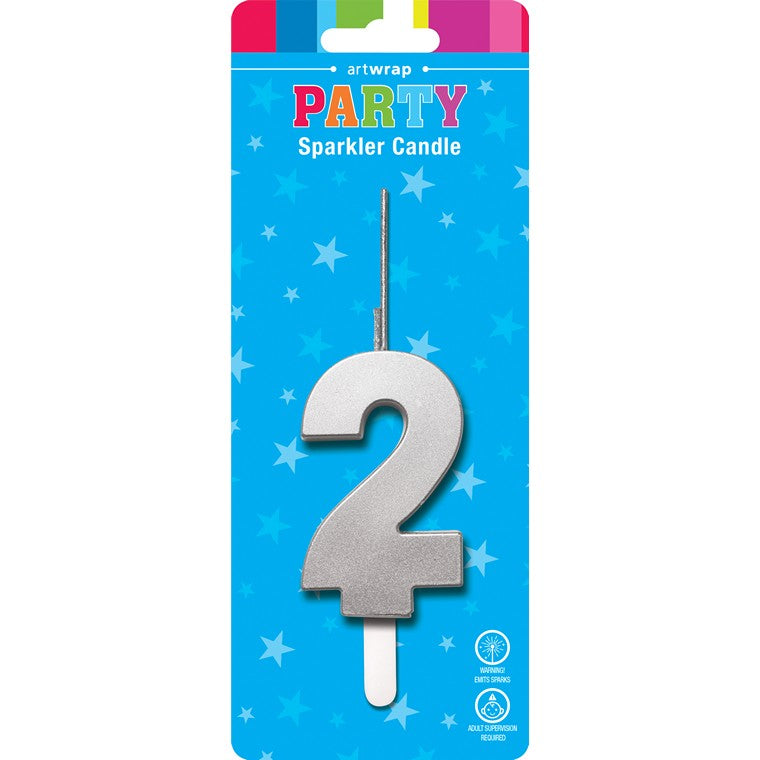 Sparkler Candle, Silver, 2
