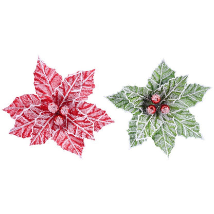 Snowy Berry Poinsettia Clip, Assorted