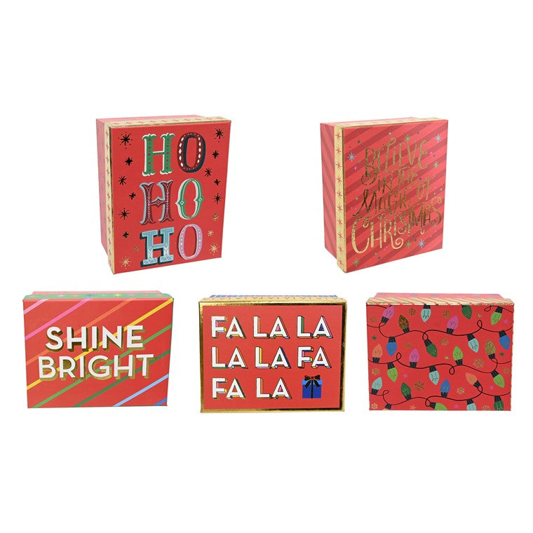 Gift Box, Red Fancy Foil, Assorted