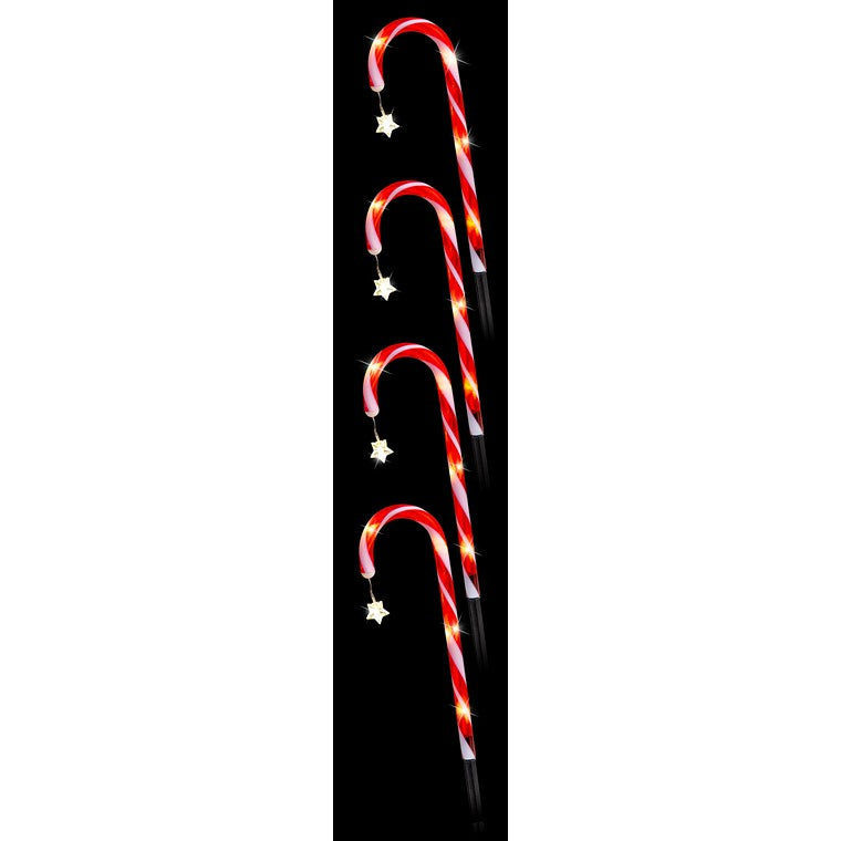 Solar Candy Cane w/ Stars, 4pc