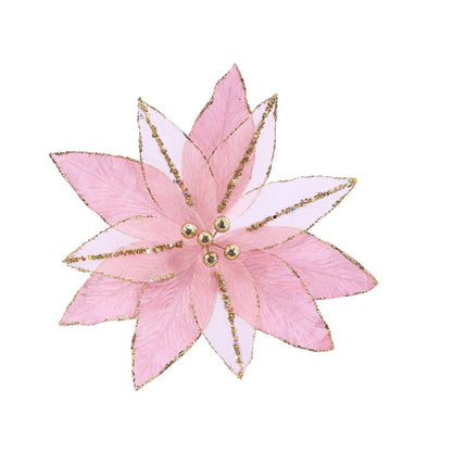 Velvet Sheer Poinsettia Clip, Assorted