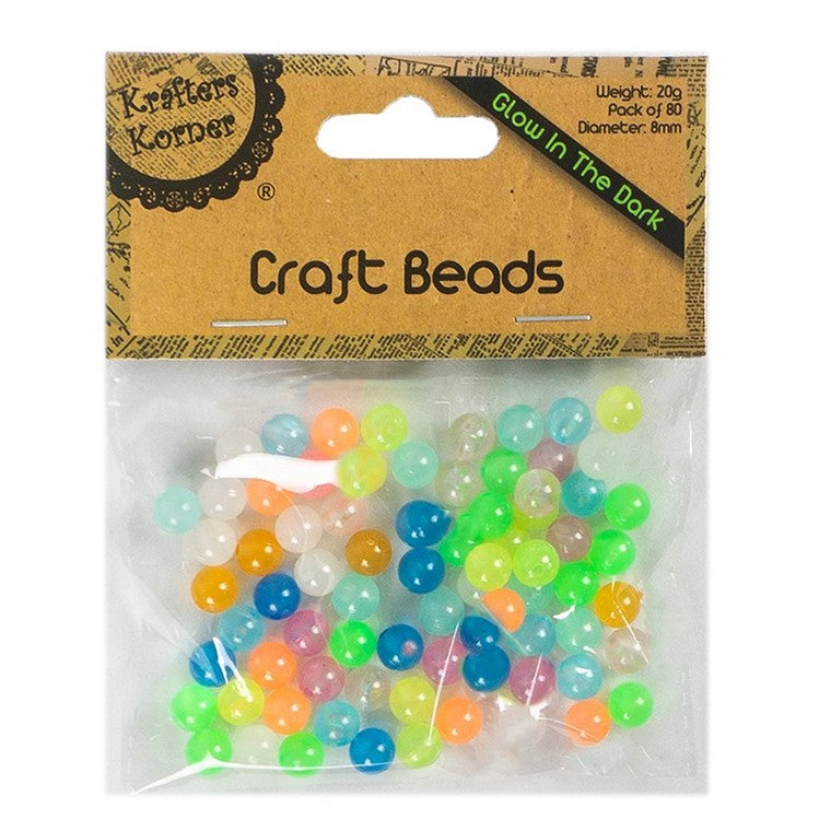 Glow In The Dark Beads, 80pk, 8mm