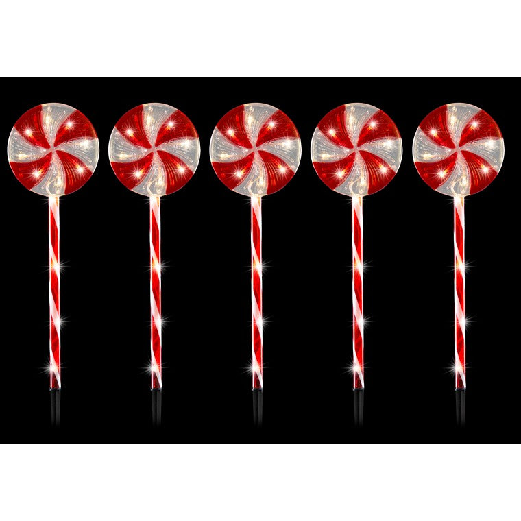 Solar Lollipop Path Lights, 5pk