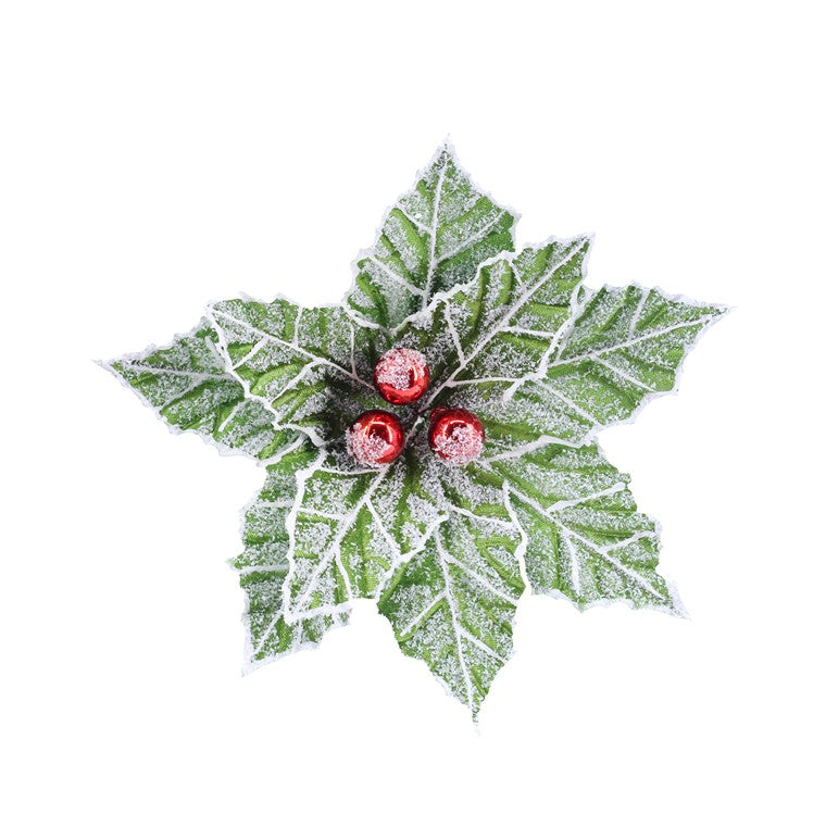 Snowy Berry Poinsettia Clip, Assorted