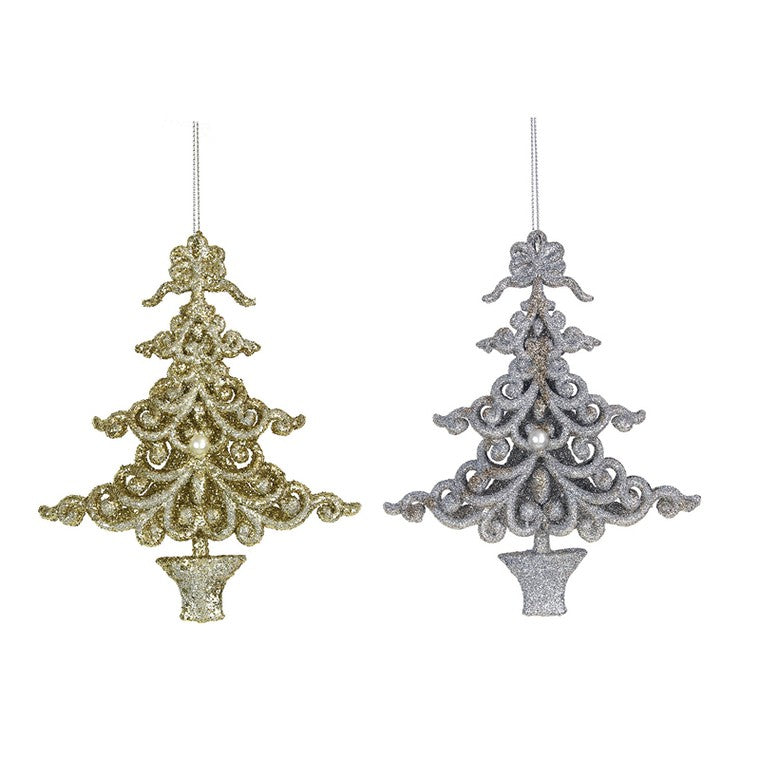 Glitter Tree Ornament, Assorted