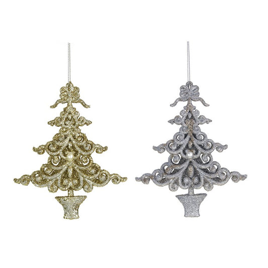 Glitter Tree Ornament, Assorted