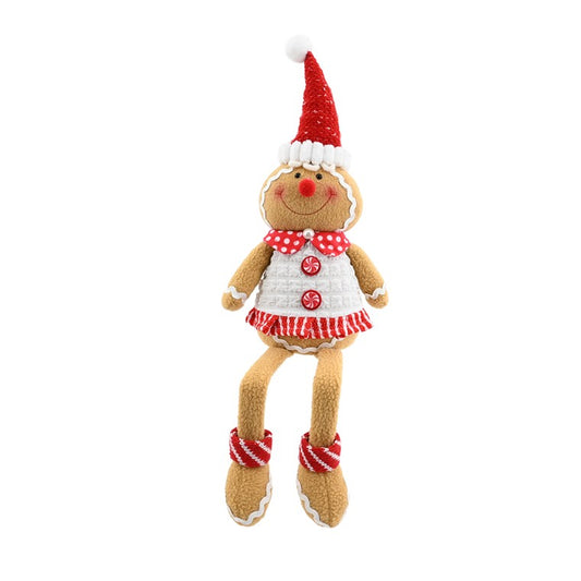 Sitting Gingerbread Dangly Legs, 51cm, Assorted