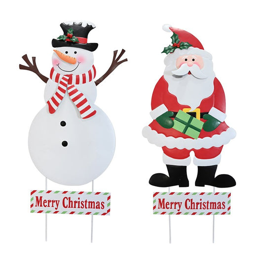 Metal Christmas Character Lawn Sign, Assorted