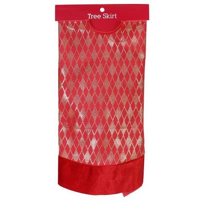 Tree Skirt Red-Gold Foil, 100cm, Asstd