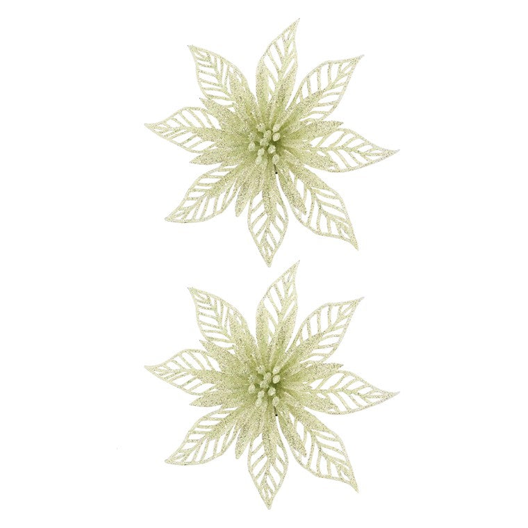 Pastel Glitter Poinsettia Clip, 2pk, Assorted