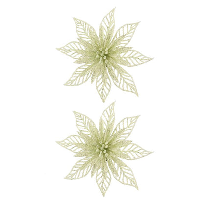 Pastel Glitter Poinsettia Clip, 2pk, Assorted