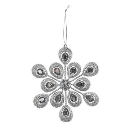 Hanging Jewelled Snowflake, 14cm, Assorted