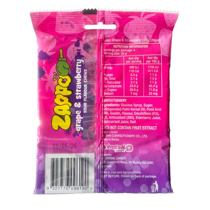 Zappo Strawberry & Grape Chews, 4pk
