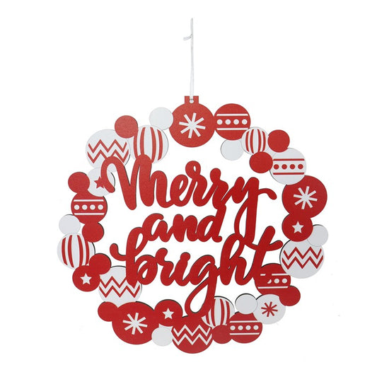 Merry Candy Cane Plaque, 30cm, Assorted