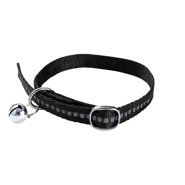 Cat Collar Reflective Stitch Breakaway w/ Bell, 2 Asstd Colours