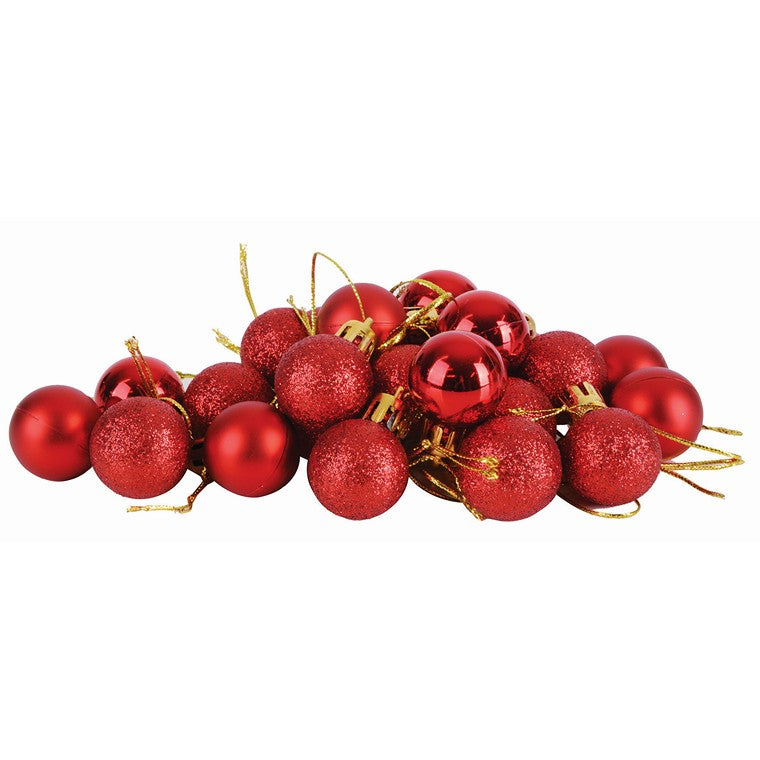 Christmas Bauble 24pk 25mm Red