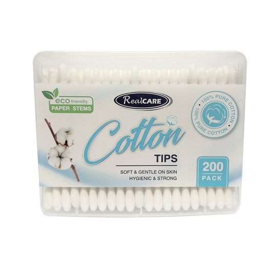 Real Care Paper Stem Cotton Tips, 200pk