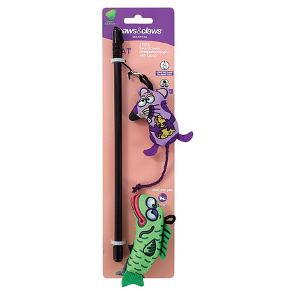 Swap & Swish  Changeable Dangler, Mouse/Fish  Changeable, 2pk