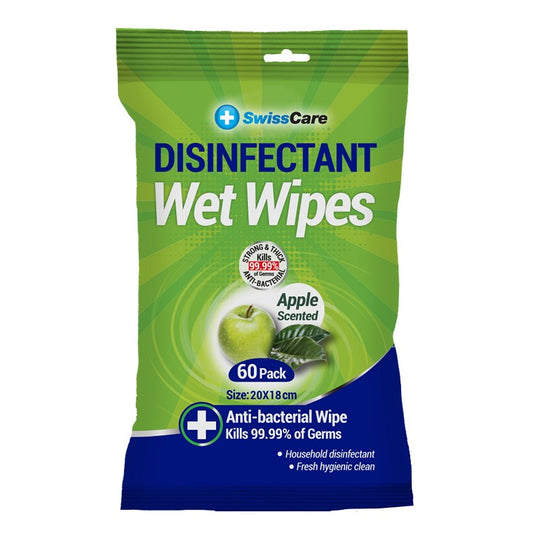 Swiss Care Disinfectant Wet Wipes, Apple, 60pk