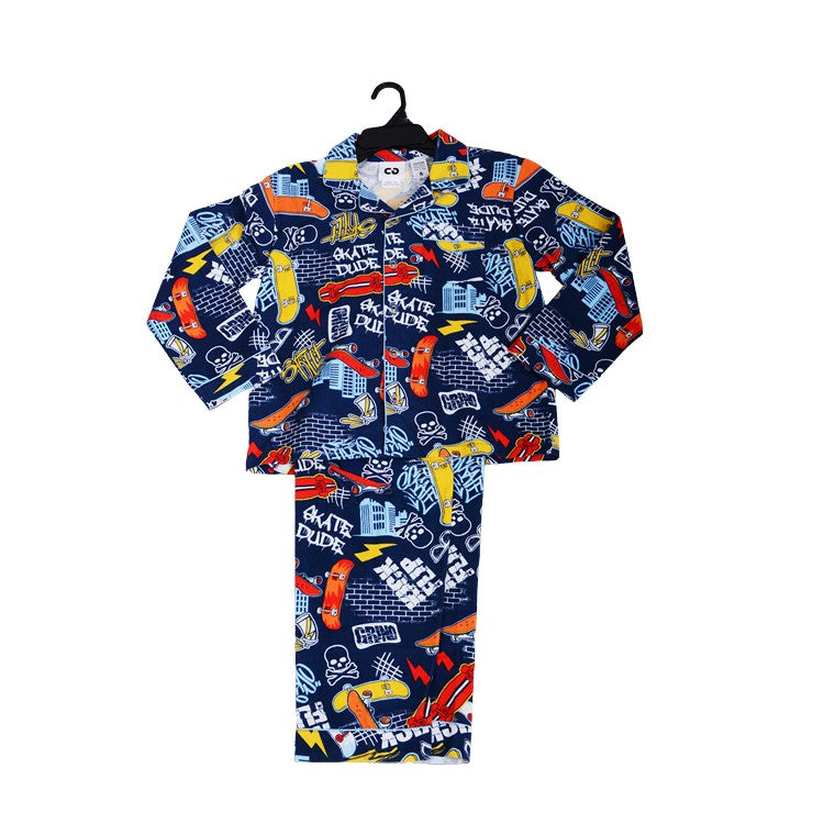 Flannel PJ Set, Skater, Size 12