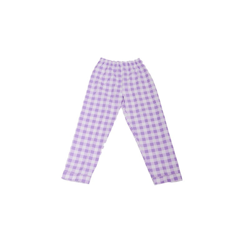 Flannel PJ Set, Lavender Gingham, Size 8