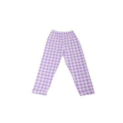 Flannel PJ Set, Lavender Gingham, Size 8