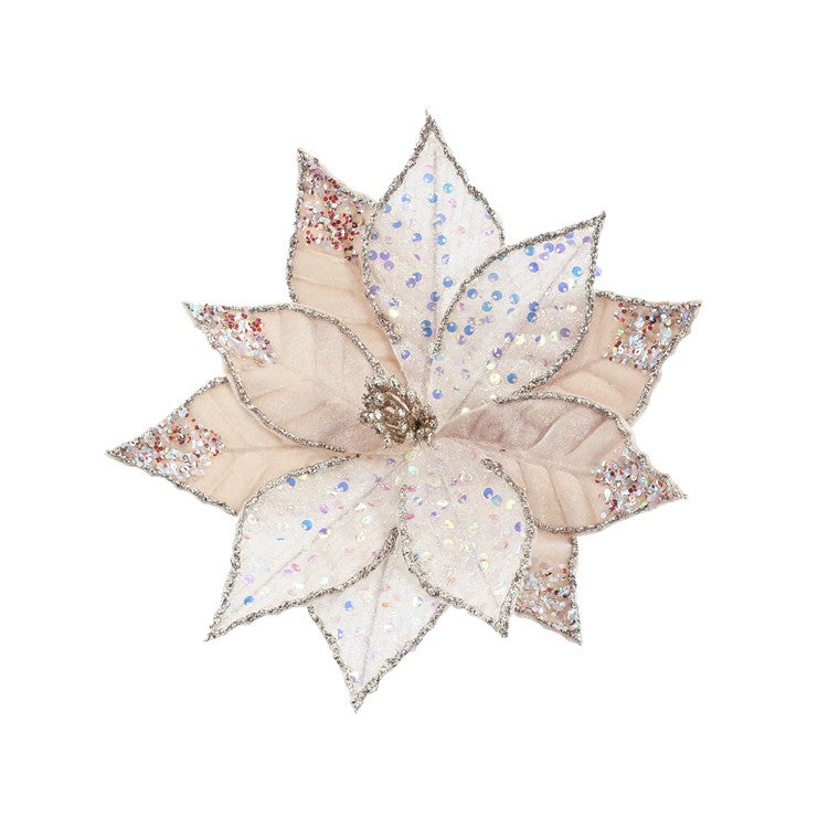 Iridescent Sequins Poinsettia Clip