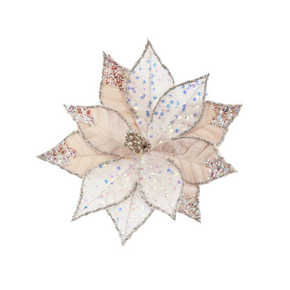 Iridescent Sequins Poinsettia Clip