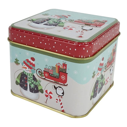 Xmas Gift Box Mini Square Tin, 75cm, Asstd Designs