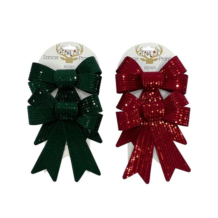 Sequin Bow, 2pk, Assorted