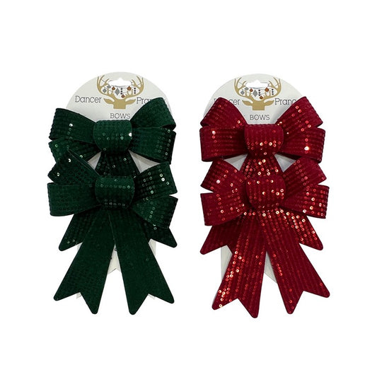 Sequin Bow, 2pk, Assorted