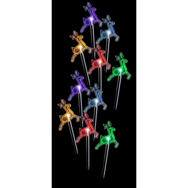 Solar LED Reindeer Path Lights, 10pk, Multi