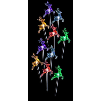Solar LED Reindeer Path Lights, 10pk, Multi
