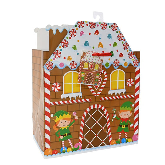 Christmas Giftbag, Gingerbread, Large, Asstd