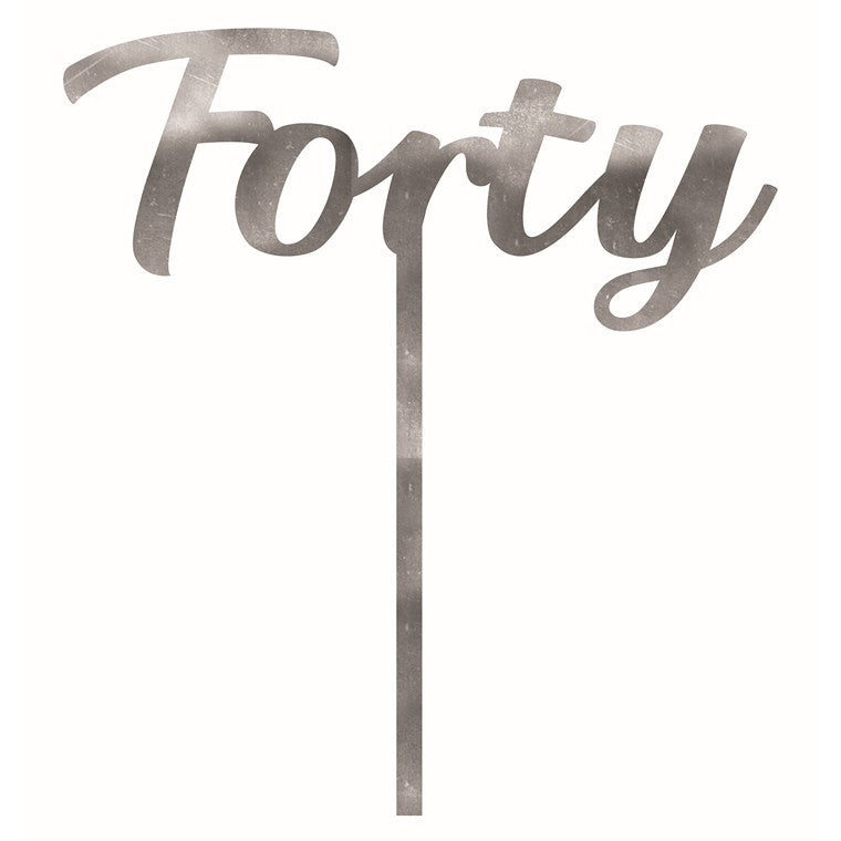 Acrylic Cake Topper, Silver, 40th
