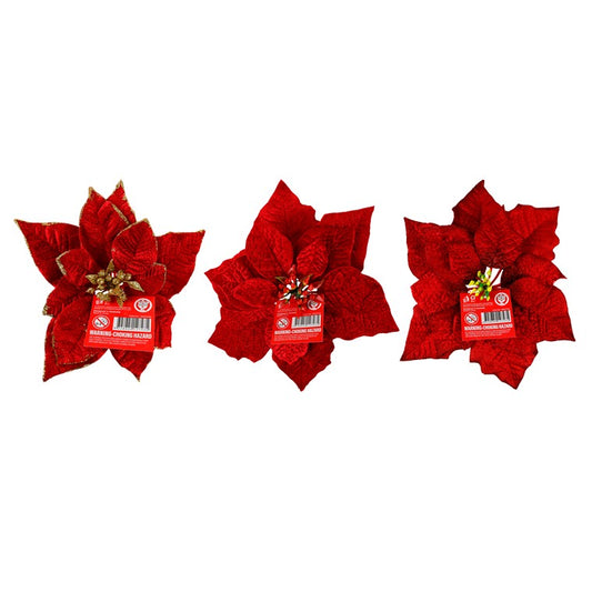 Poinsettia Velvet, 25cm, Assorted