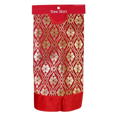 Tree Skirt Red-Gold Foil, 100cm, Asstd