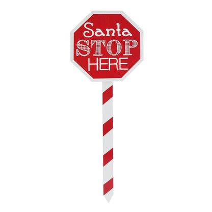 Santa Stop Here Stake, 40cm, Assorted