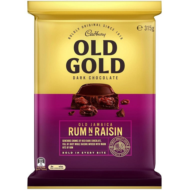 Cadbury Old Gold Dark Chocolate, Rum n Raisin, 315g