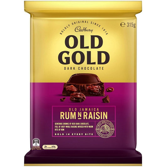 Cadbury Old Gold Dark Chocolate, Rum n Raisin, 315g