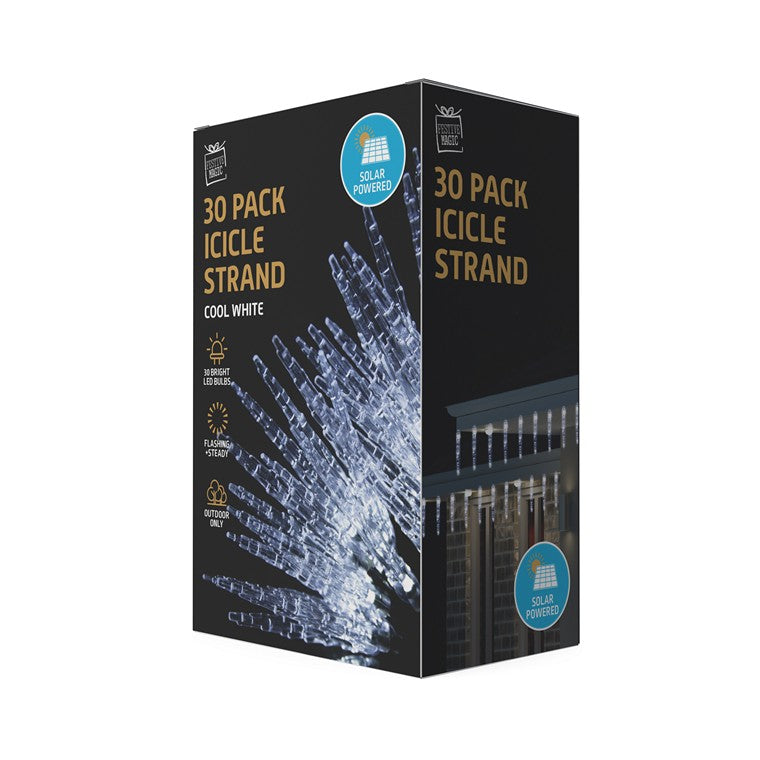 Solar Icicle Lights, 30 LED, Assorted