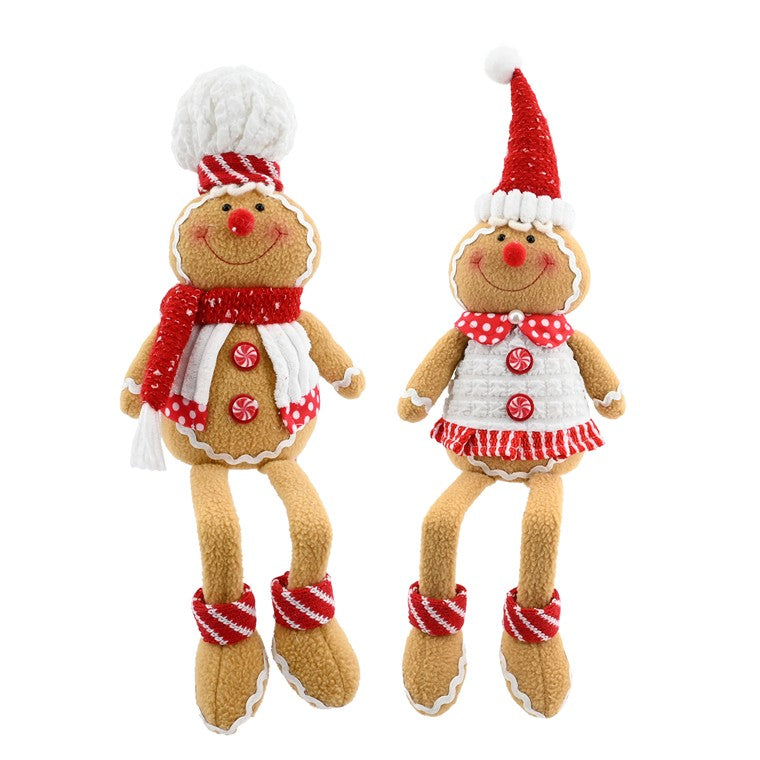 Sitting Gingerbread Dangly Legs, 51cm, Assorted
