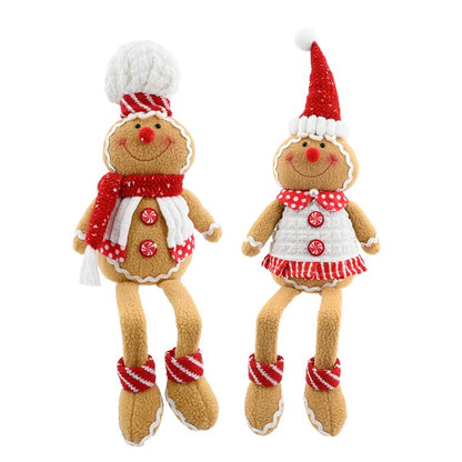 Sitting Gingerbread Dangly Legs, 51cm, Assorted