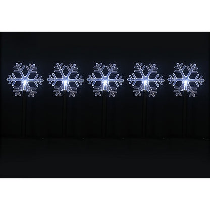 Solar LED Snowflake Path Lights, 5pk, Assorted