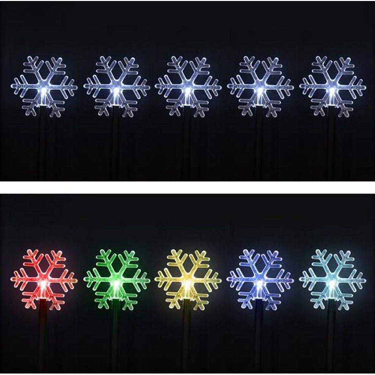 Solar LED Snowflake Path Lights, 5pk, Assorted