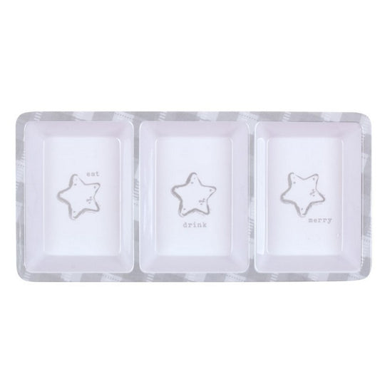 Melamine Christmas 3 Section Tray, Rectangle, Asstd